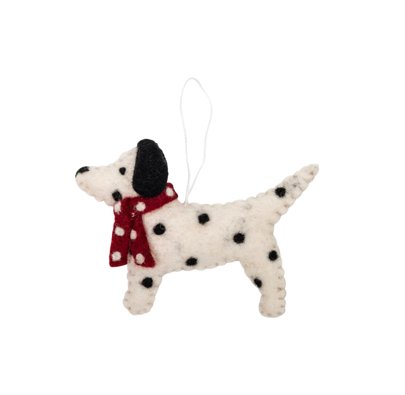 Pashom fair trade felt Dalmatian dog Xmas decoration
