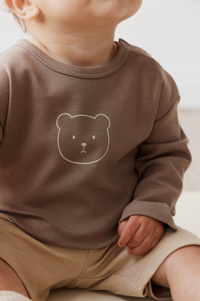 Pima Cotton Arnold Long Sleeve Top Sepia