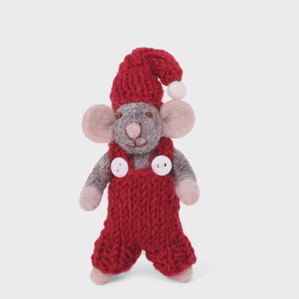 Gry & Sif  Mouse Grey with red overalls