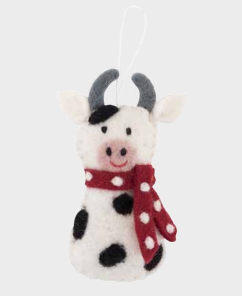 Pashom felt and fair trade cow decoration