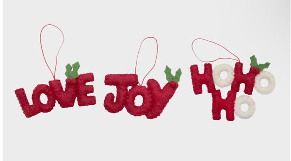 Pashom felt and fairtrade Christmas words