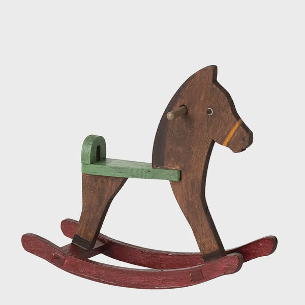 Maileg Rocking horse mouse dark brown