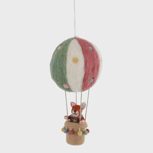 Hot Air Balloon with Fox handmade felt