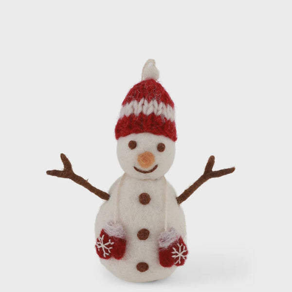 Snowman red hat and mittens decoration