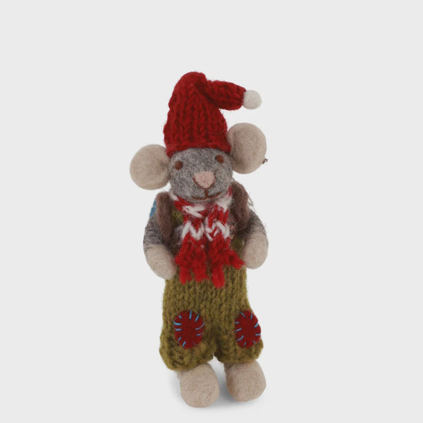 Mouse Boy Small Grey with Backpack