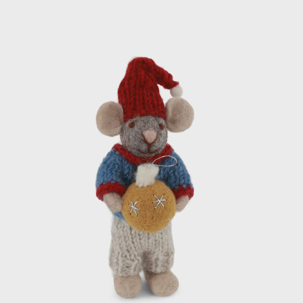 Mouse Grey Small boy with bauble