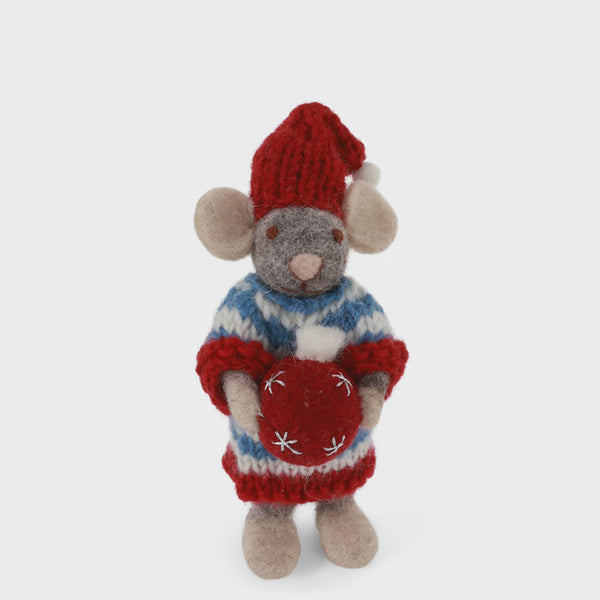 Mouse Grey Small Girl with bauble