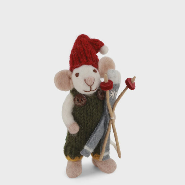 Mouse Boy Small white with skis
