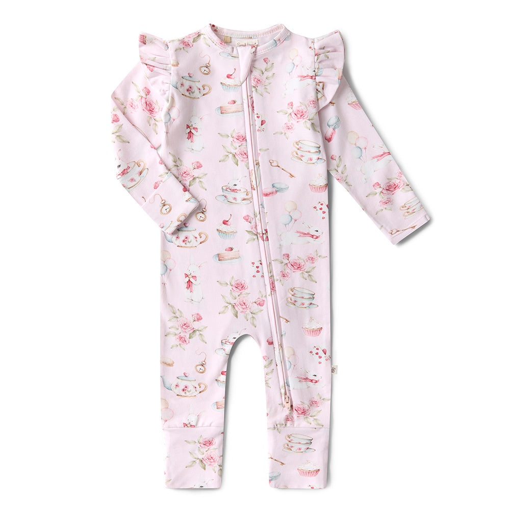 Alice’s Tea Party Organic Baby Snugglesuit Convertible Romper