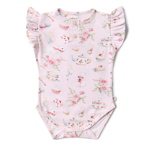 Alice’s Tea Party Short Sleeved Organic Bodysuit