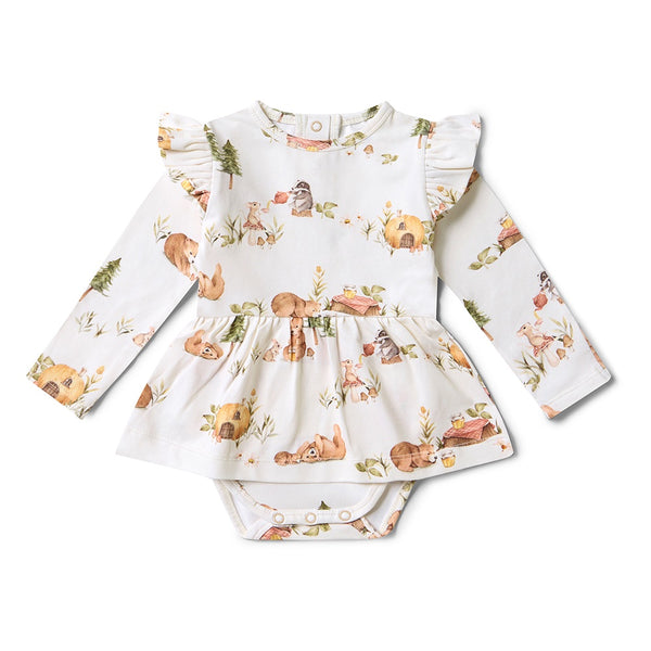 Bears Long Sleeve Organic Dress