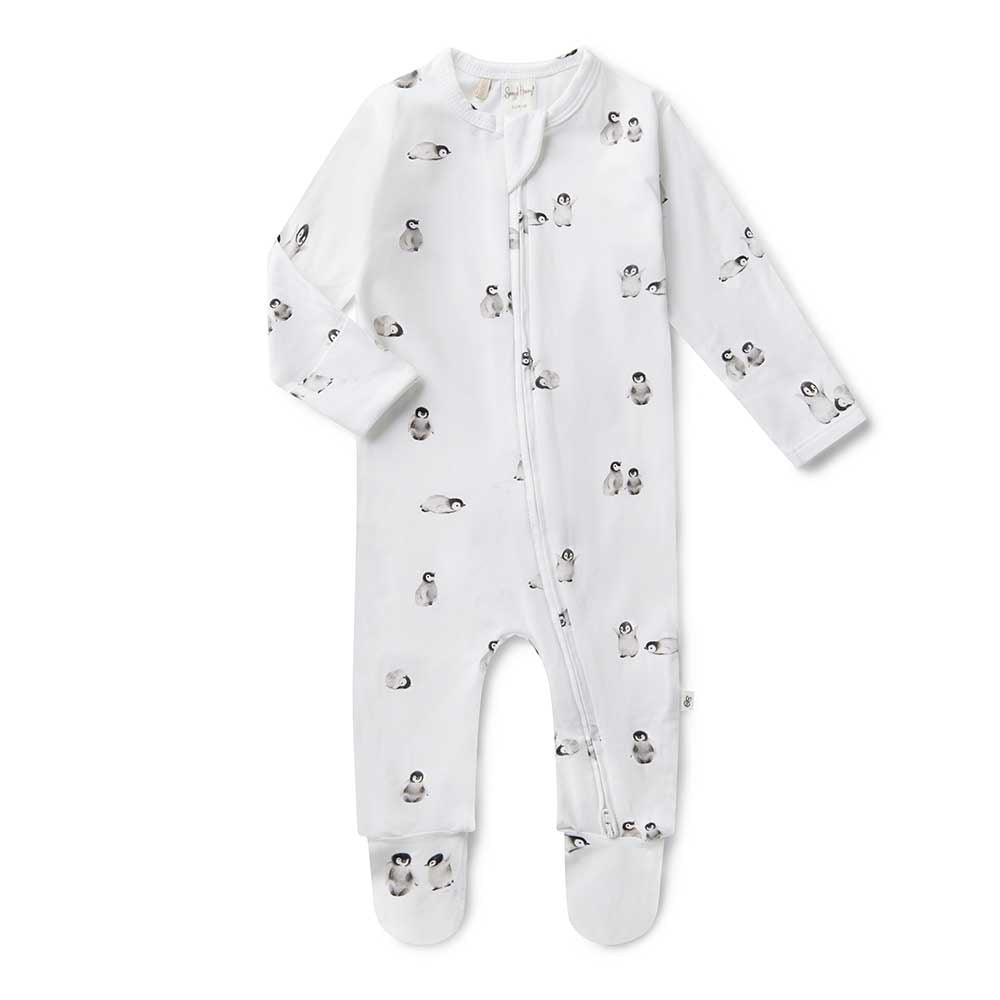 Penguin organic Snuggle Sleepsuit Zip Footie