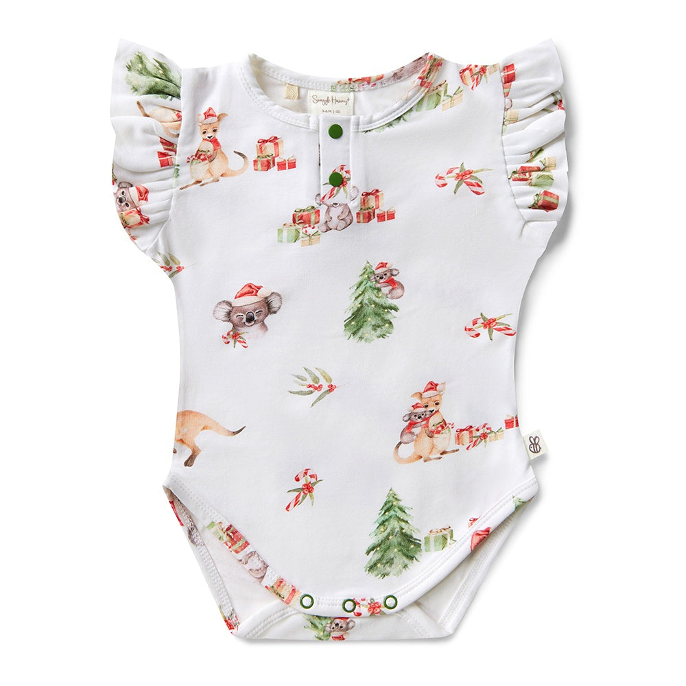 Kangas & Koalas  short sleeved organic bodysuit with frill