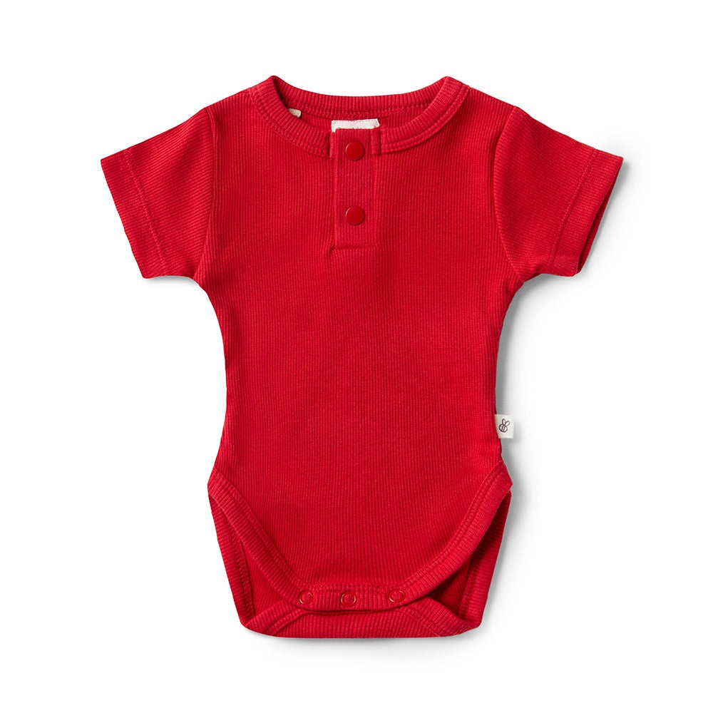 Red Short Sleeved Organic Bodysuit
