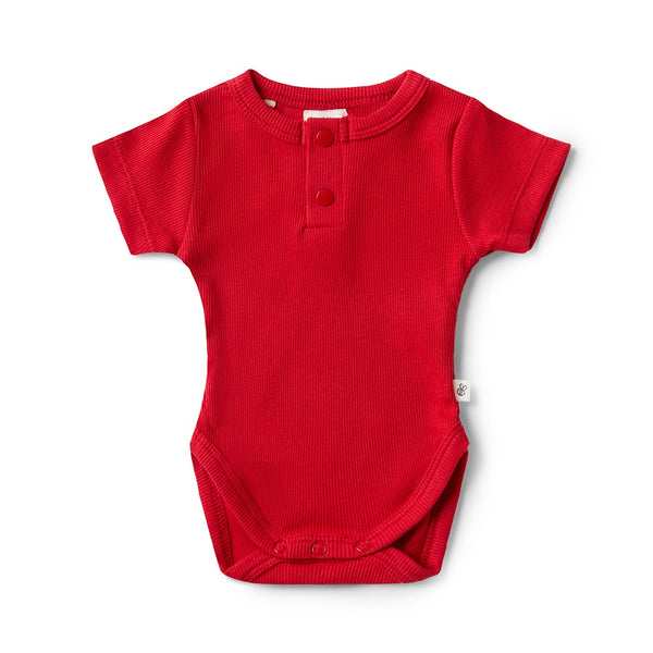 Red Short Sleeved Organic Bodysuit