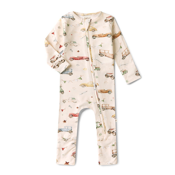Vintage Cars Organic Baby Snugglesuit Convertible Romper