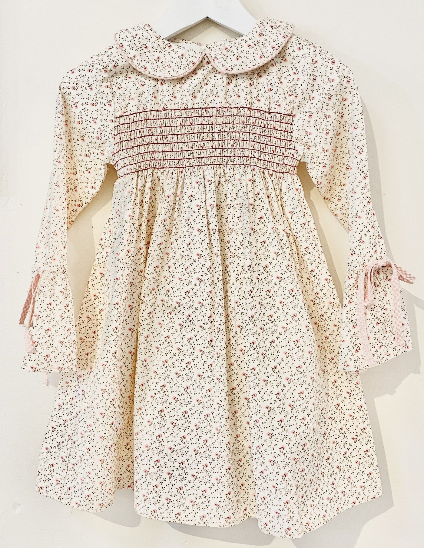 Vine Rose smock dress with bell sleeve