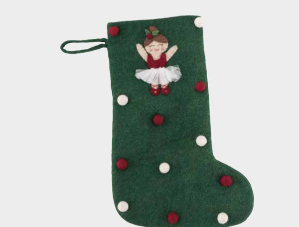 Pashom fair trade felt stocking ballerina green