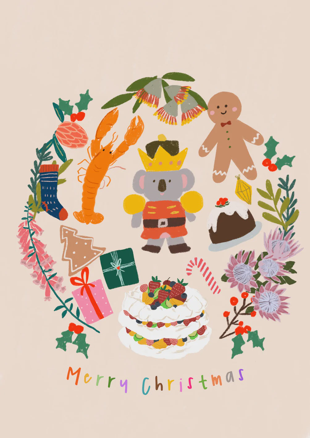 Suki McMaster Aussie Christmas wreath card