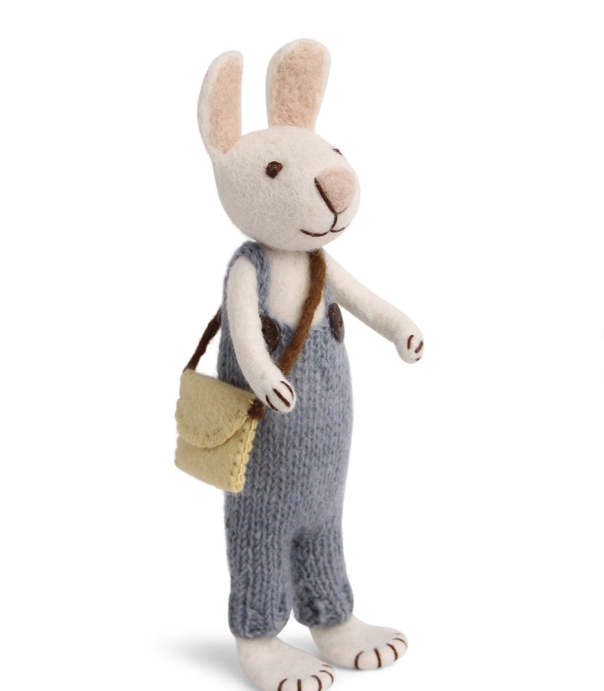 Bunny White Big pants blue and bag