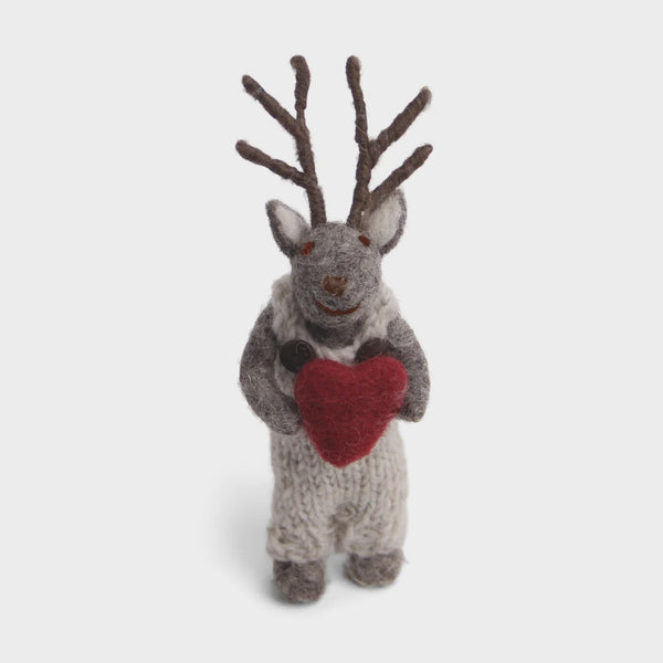 Deer Boy Small grey with heart