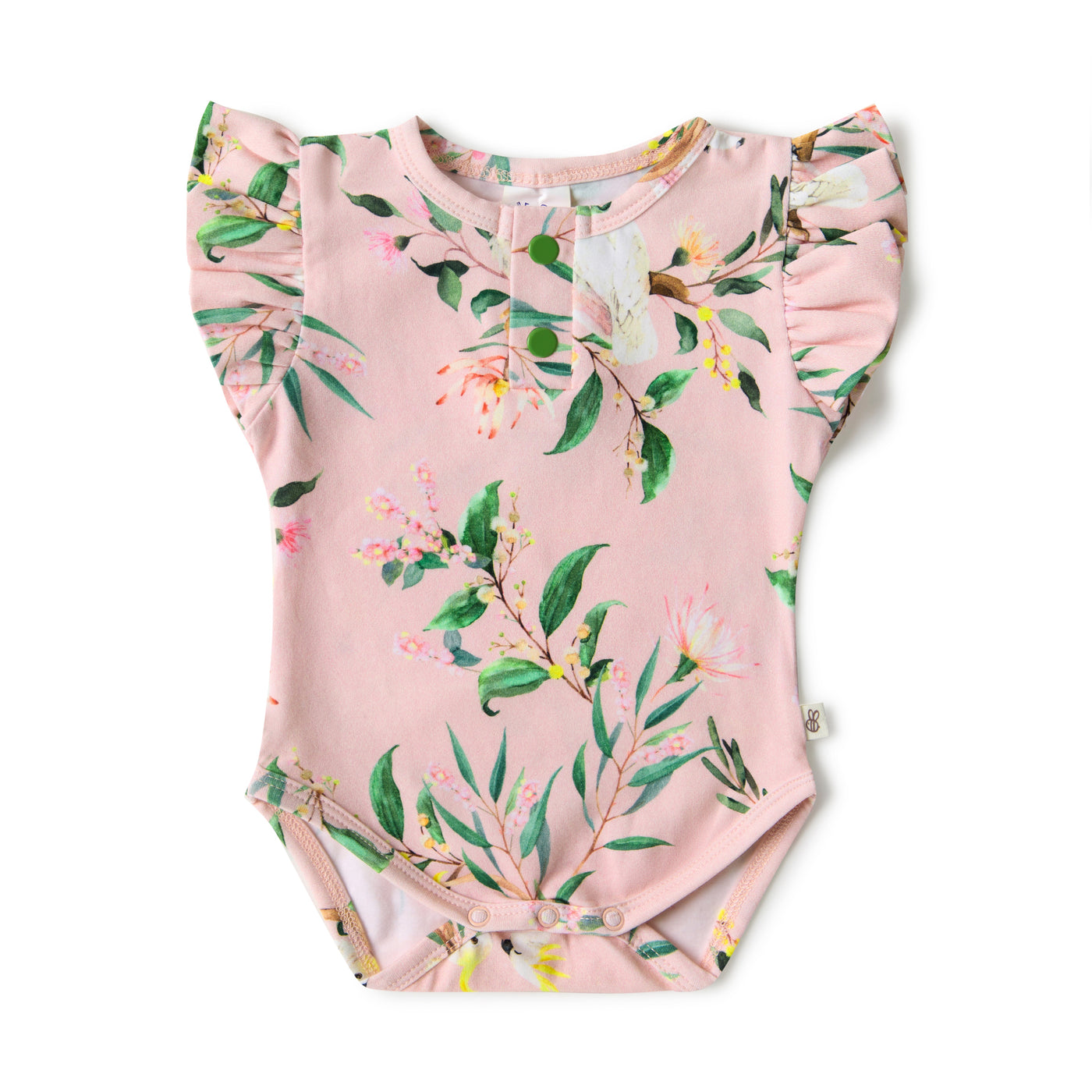 Cockatoo Short Sleeve Organic Bodysuit with frill