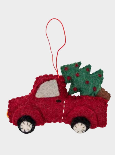 Pashom fair trade felt truck with Xmas tree decoration