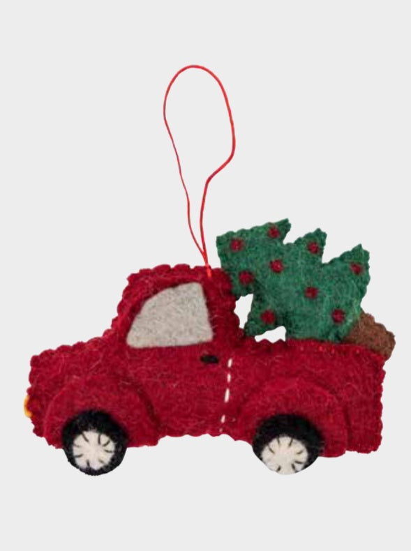 Pashom fair trade felt truck with Xmas tree decoration