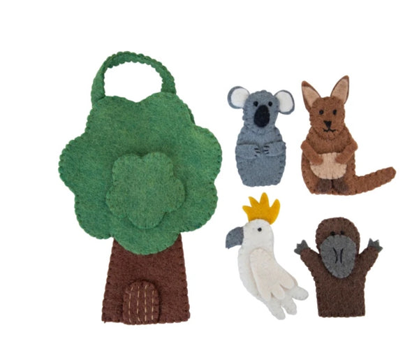 Pashom Australian animal finger puppet play bag