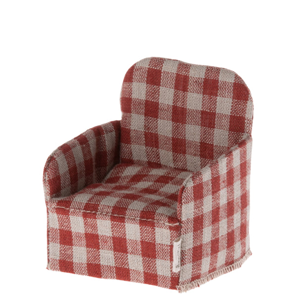 Maileg chair for mouse red gingham