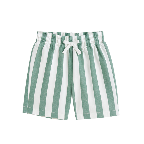 Classic Green Stripe Linen Shorts
