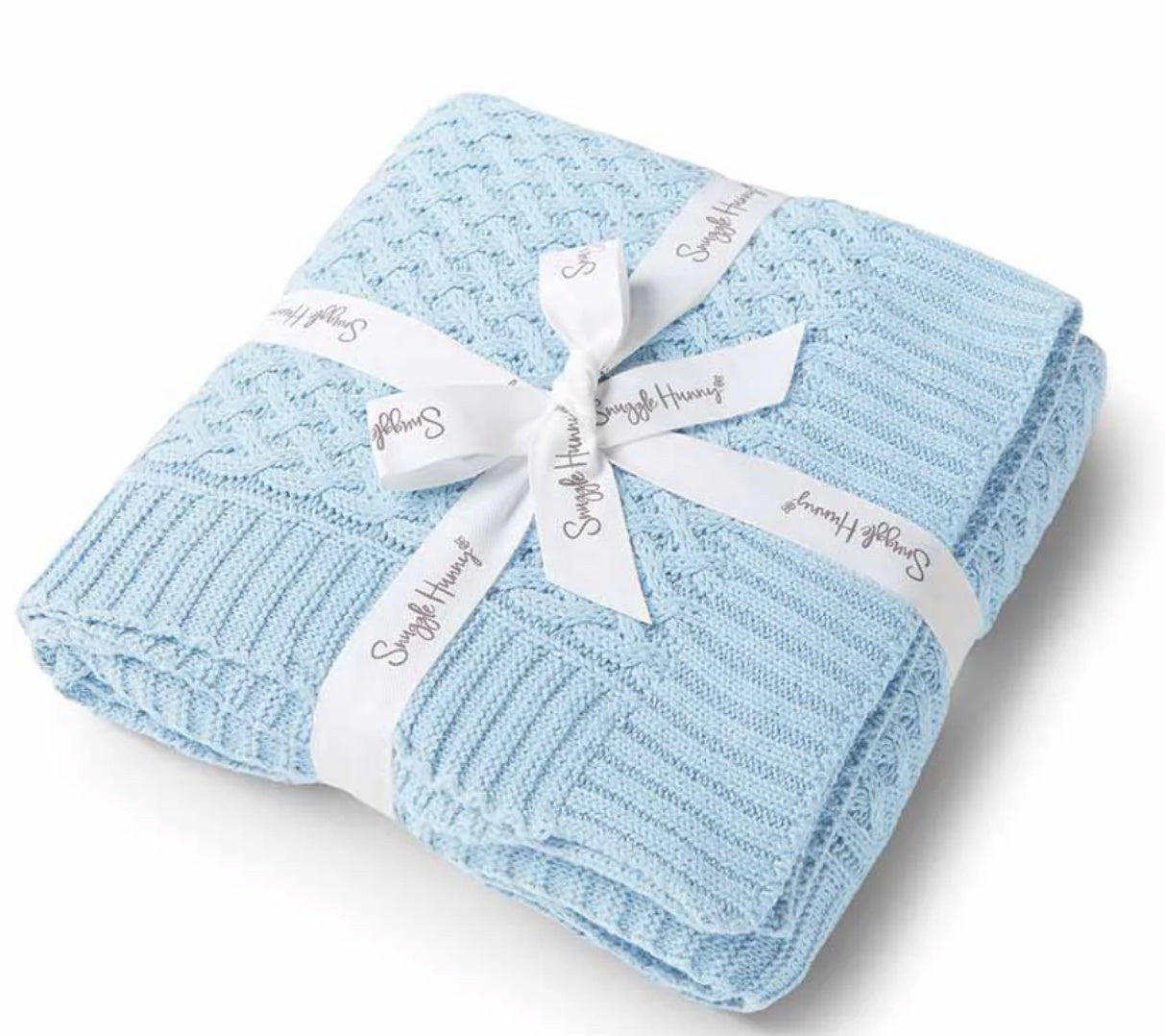 Diamond knit organic baby blanket white, blue or hazelnut