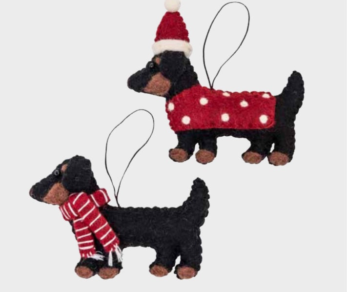 Pashom felt Black Dachsund Fairtrade