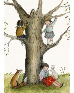 Michelle Pleasance Cards  children climbing tree with friends