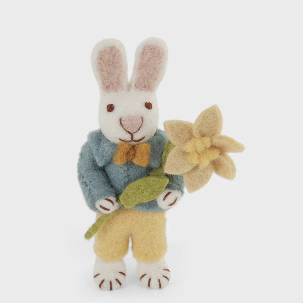 Gry & Sif White Bunny Blue Jacket and Daffodil