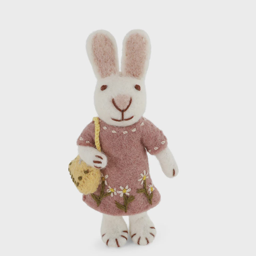 Gry & Sif White Bunny Lavender Dress & Purse