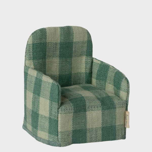 Maileg Folding Chair Mouse green check