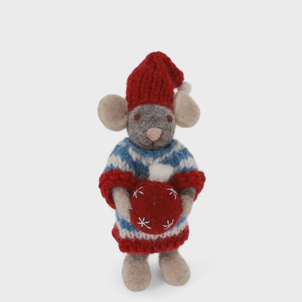 Mouse Grey Small Girl with bauble