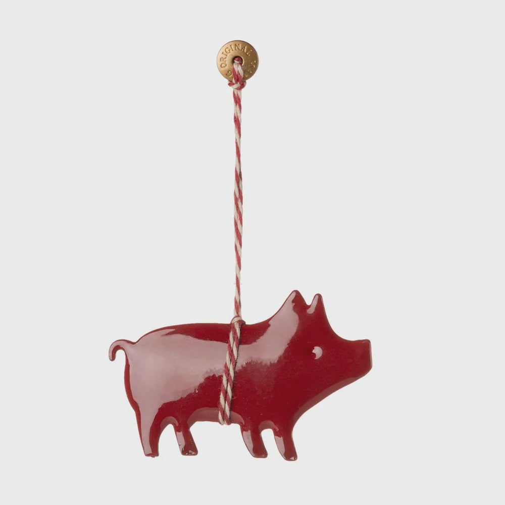 Maileg Metal Ornament Pig Red