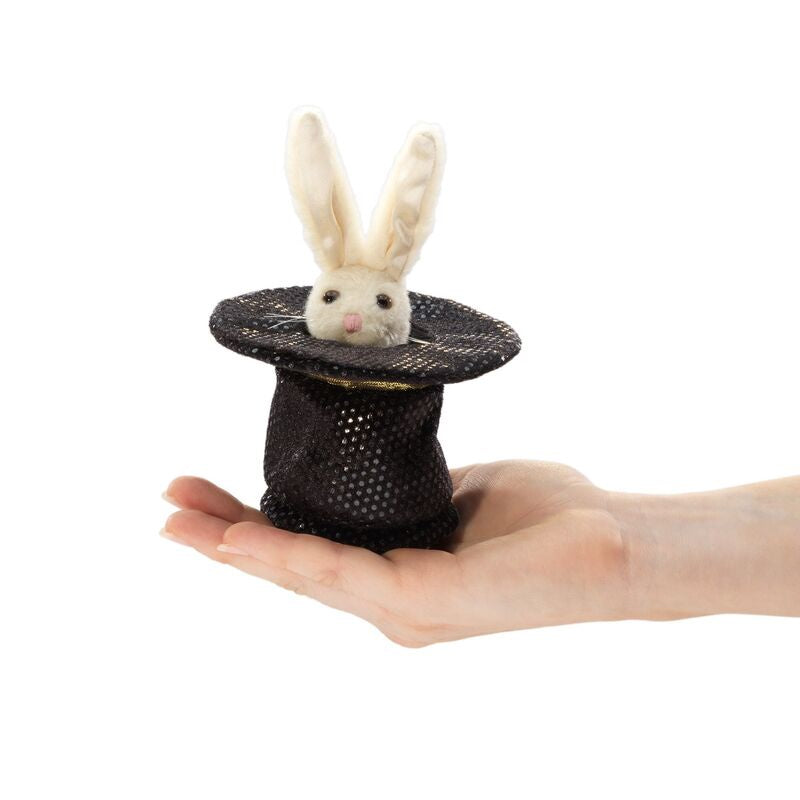 Rabbit in a hat finger puppet