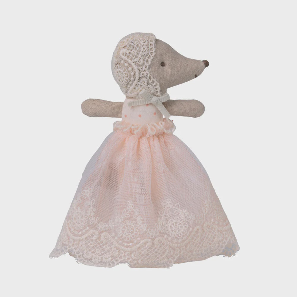 Maileg Baby Mouse in Gown Powder