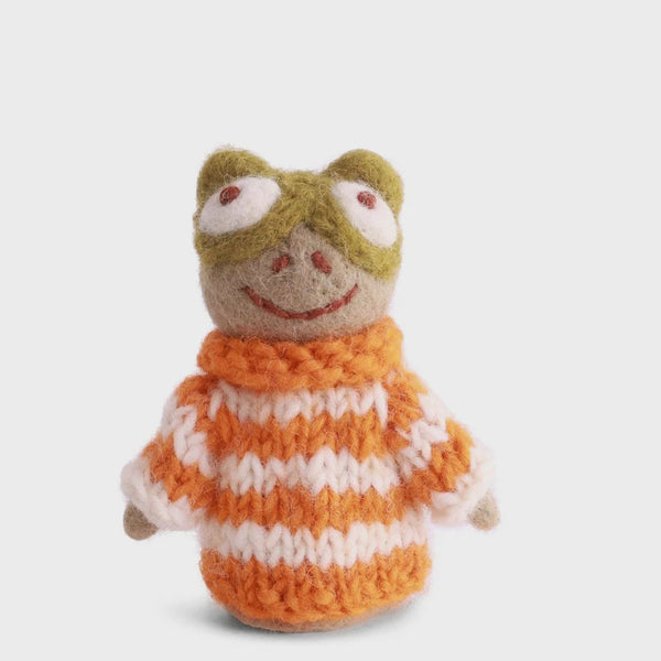 Gry & Sif felted finger puppet Frog