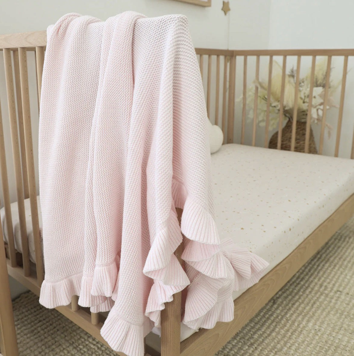 Blush Pink Ruffle Organic Baby Pink Ruffle Blanket