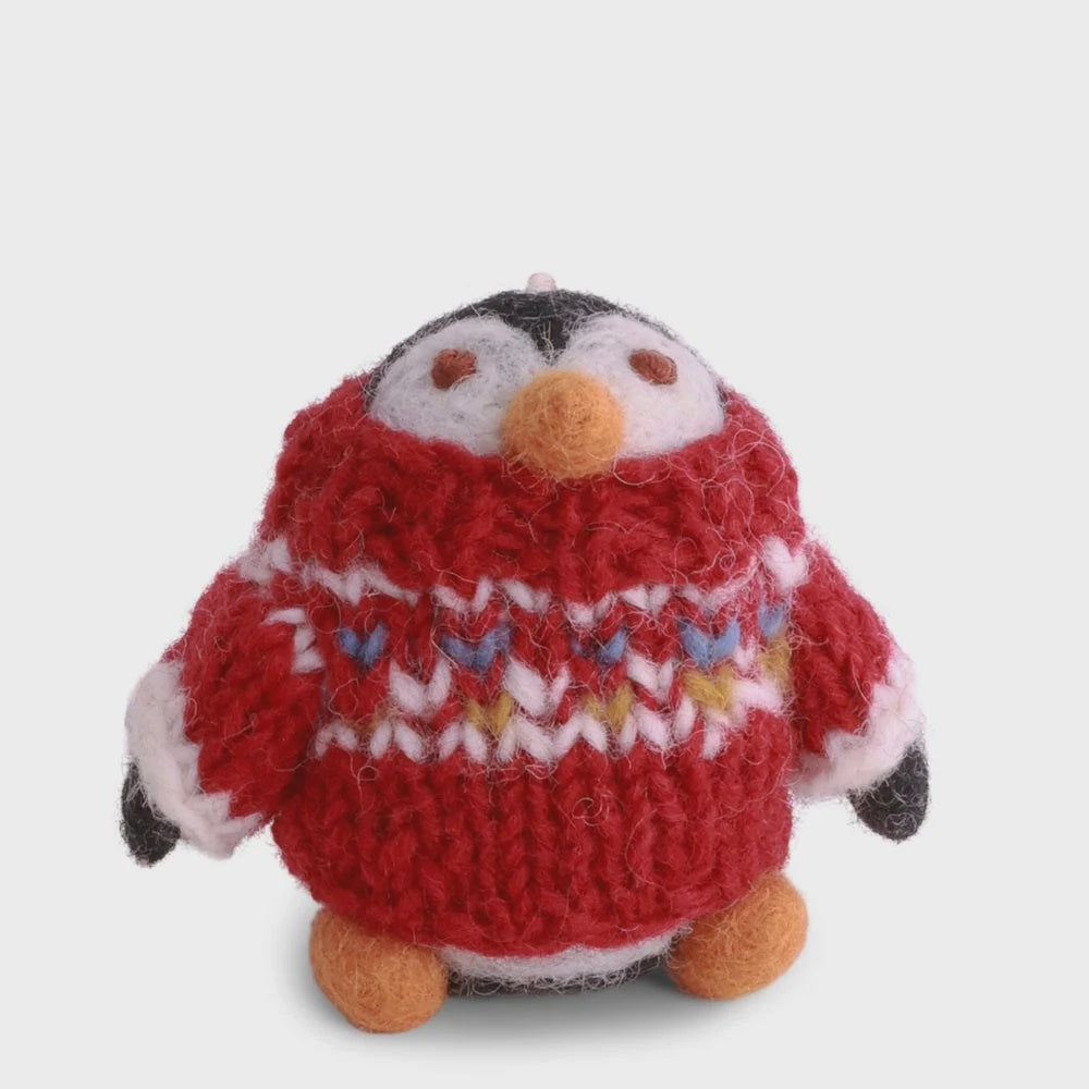 Penguin With Sweater felt decoration