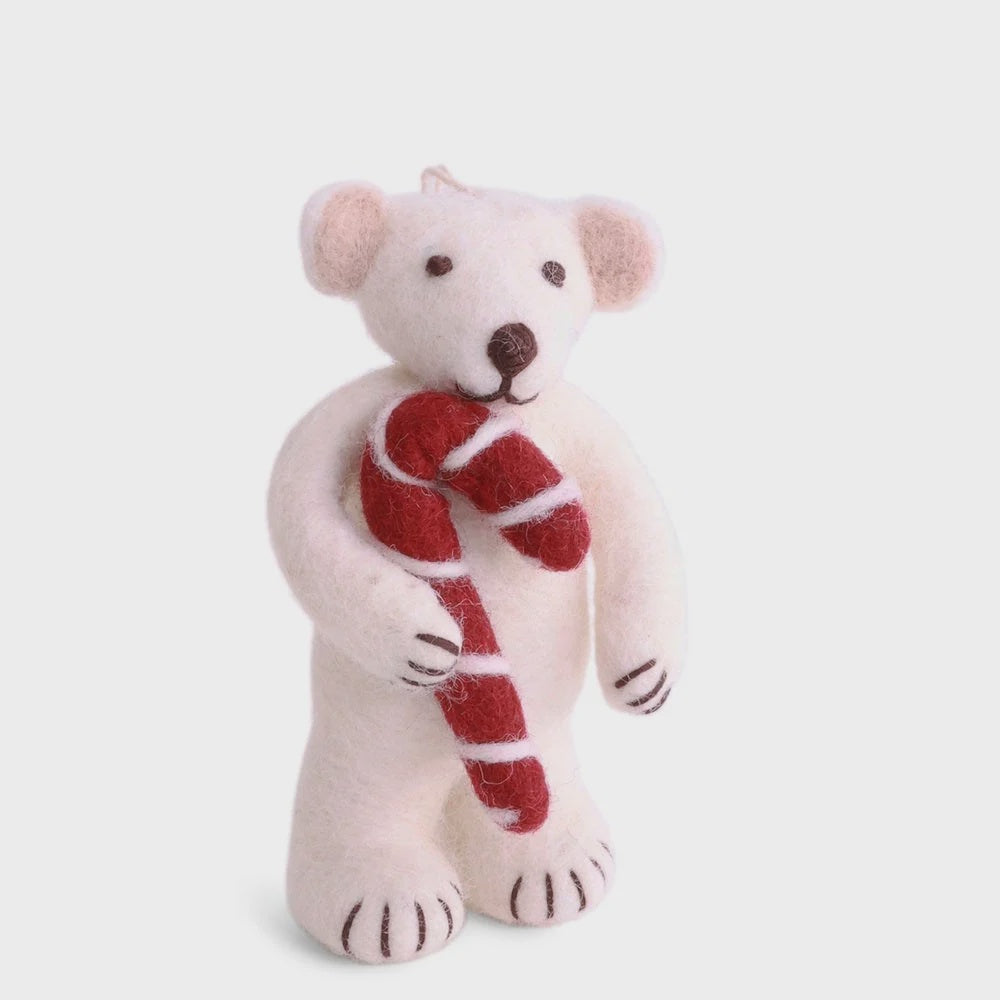 Polar Bear Small with Candy Cane
