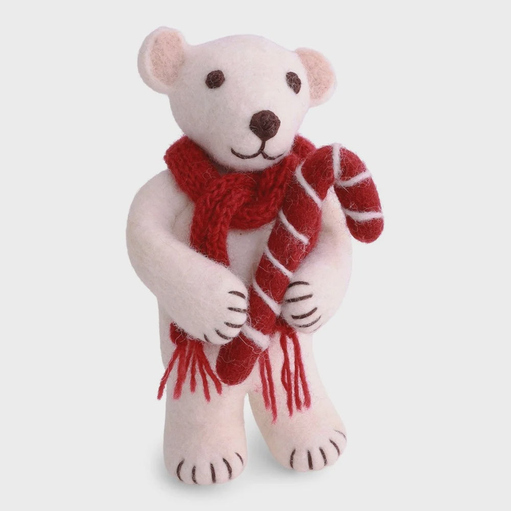 Polar Bear medium with candy cane