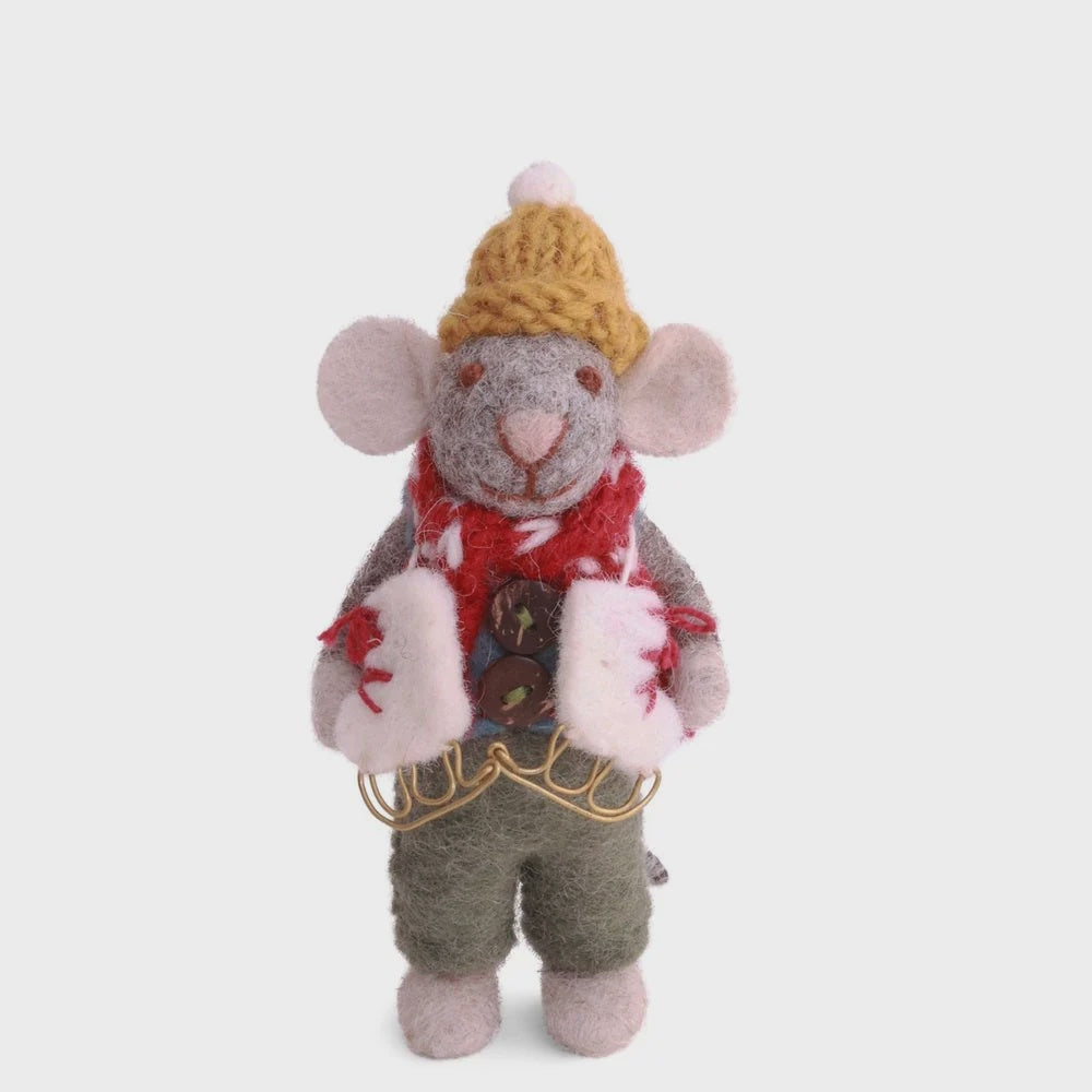 Mouse Boy Small Grey with Waistcoat & Ice Skates