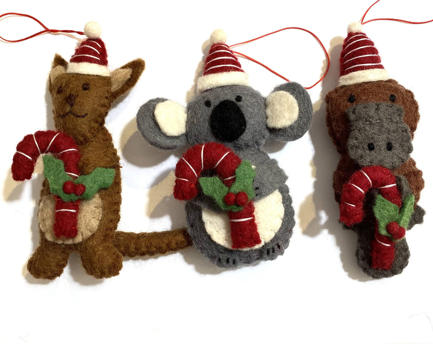 Australian animal with candy cane Kangaroo,Koala,Platypus