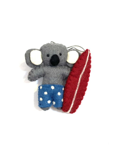 Koala with surfboard