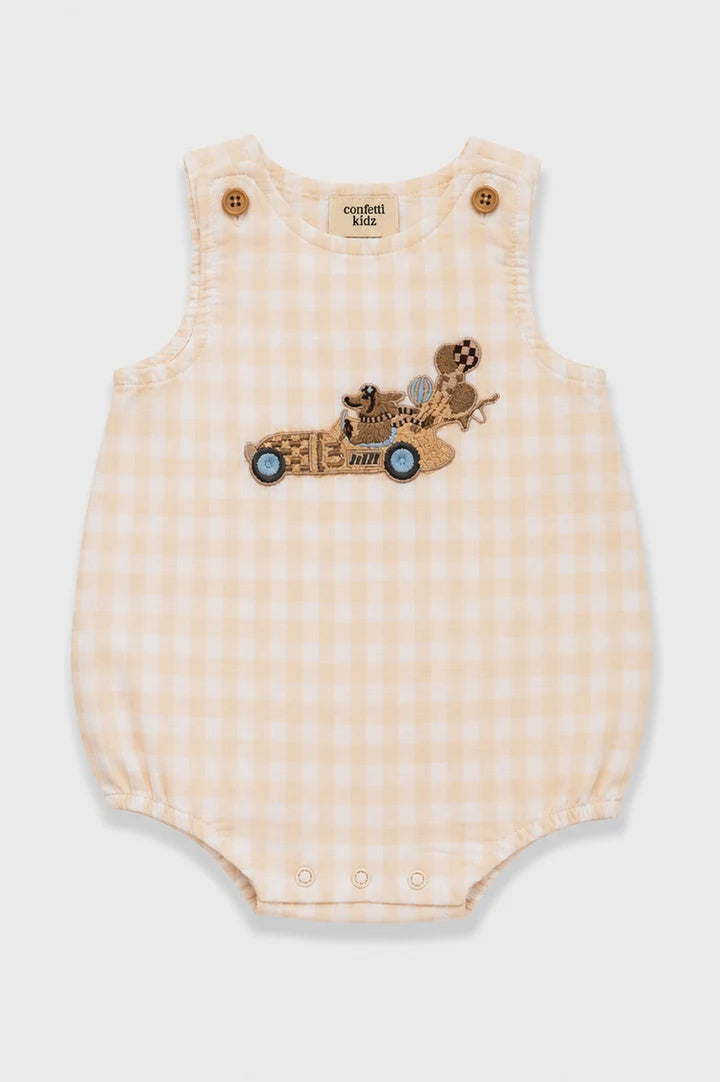 Little Racer Gingham Romper